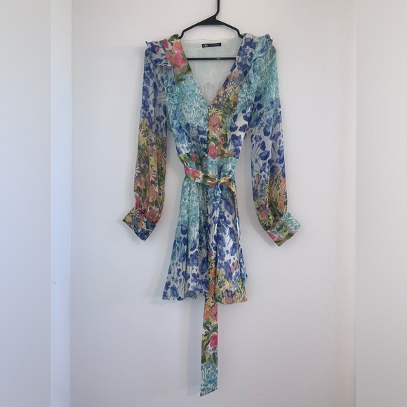 Zara Springtime Patchwork Floral Belted Dress - Picture 8 of 16